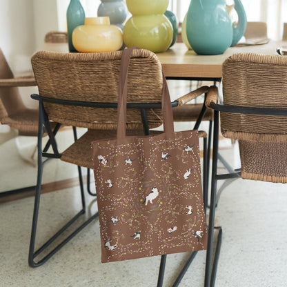 Yogis Cat and Flower Brown Tatra Mountain Tote Bag