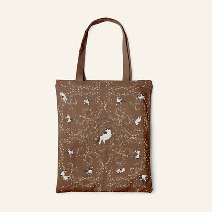 Yogis Cat and Flower Brown Tatra Mountain Tote Bag