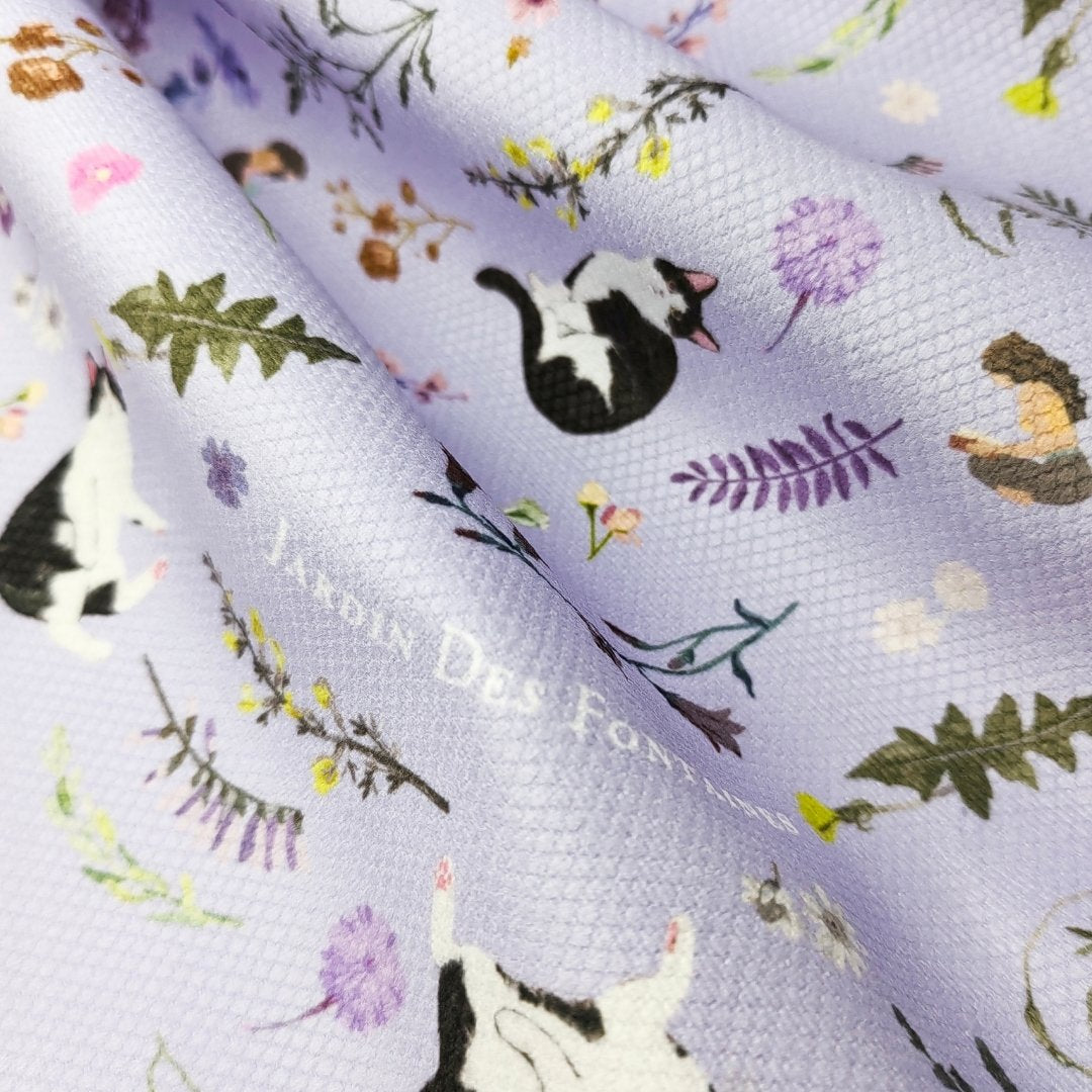 Yogis Cat and Flower Snowball Purple Tote Bag