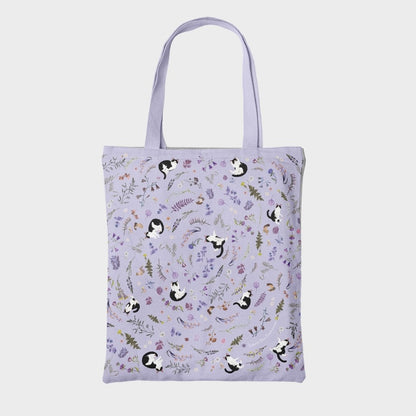Yogis Cat and Flower Snowball Purple Tote Bag