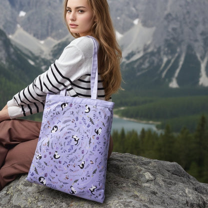 Yogis Cat and Flower Snowball Purple Tote Bag