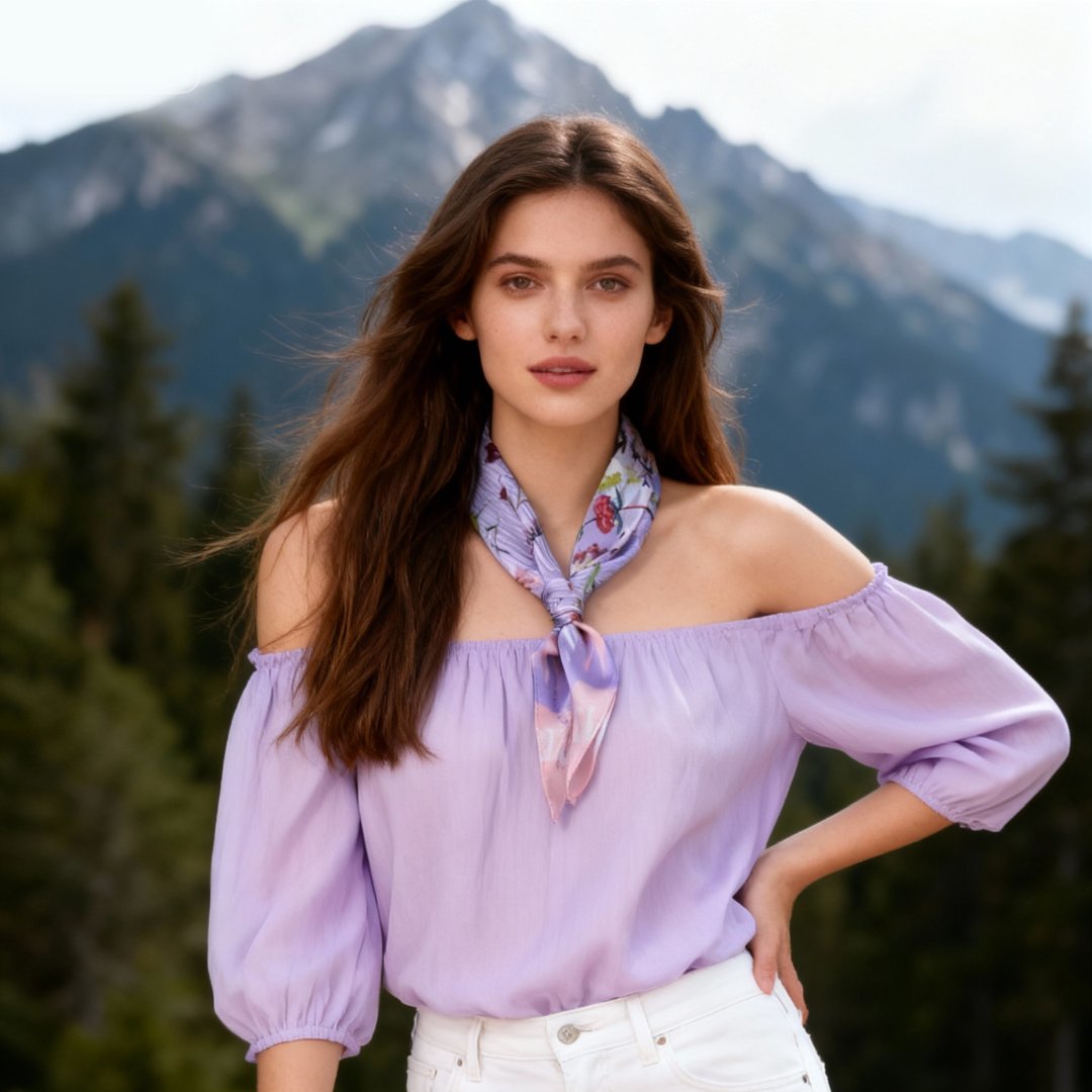 Yogis Cat and Flower Cat Crown Silky Scarf (60cm)