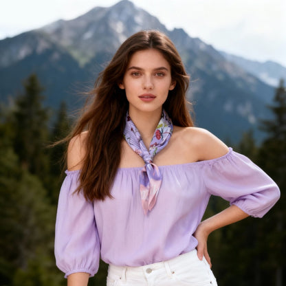 Yogis Cat and Flower Cat Crown Silky Scarf (60cm)