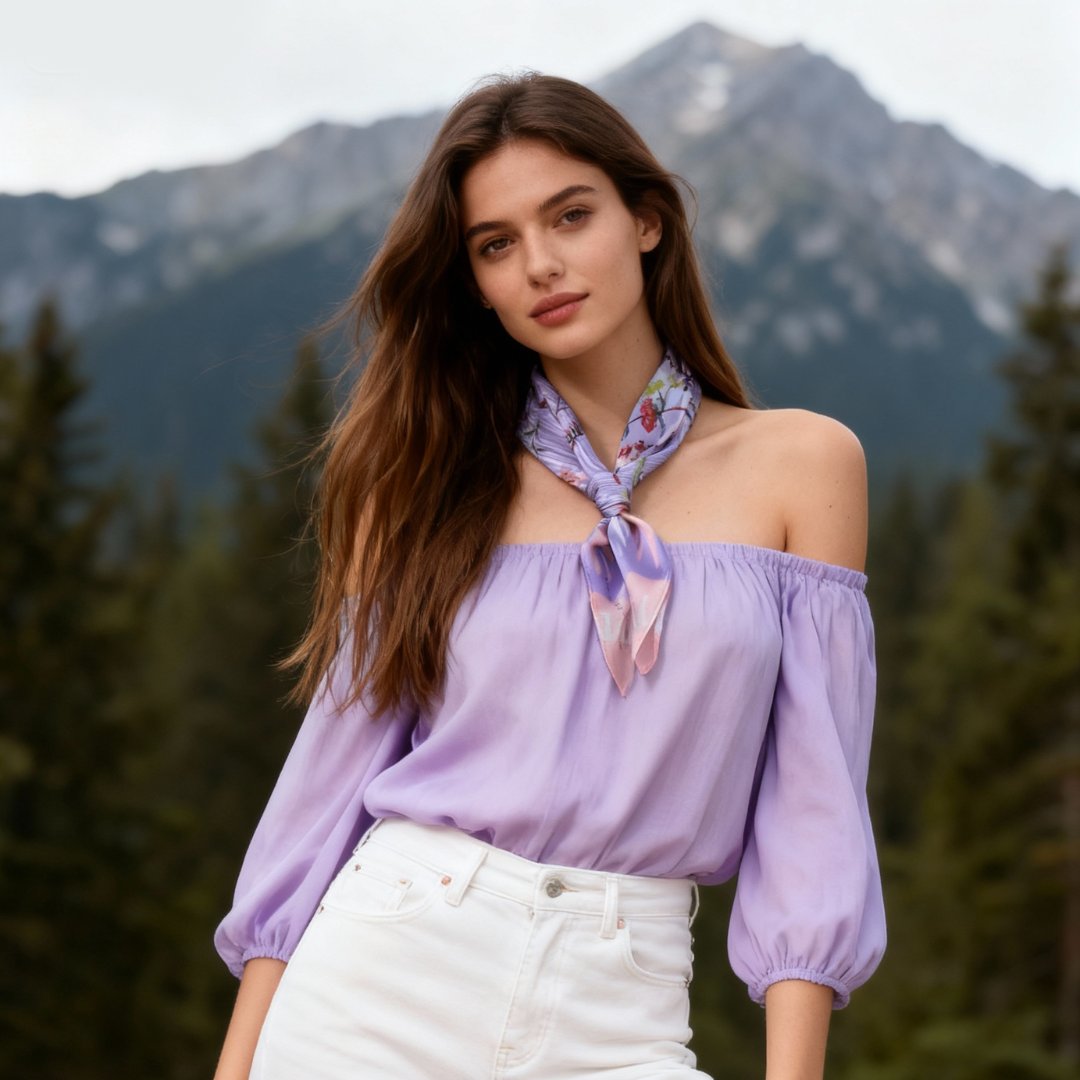 Yogis Cat and Flower Cat Crown Silky Scarf (60cm)