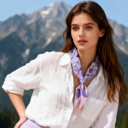 Yogis Cat and Flower Cat Crown Silky Scarf (60cm)