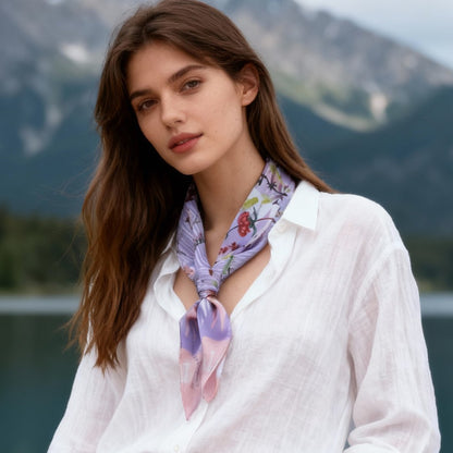 Yogis Cat and Flower Cat Crown Silky Scarf (60cm)