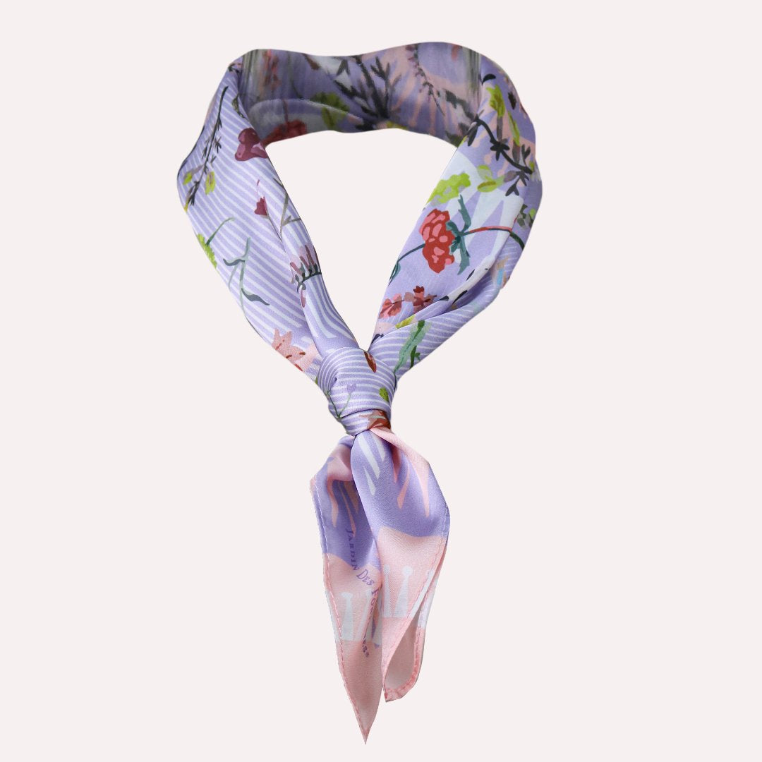 Yogis Cat and Flower Cat Crown Silky Scarf (60cm)