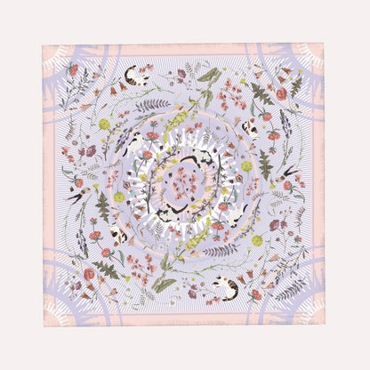 Yogis Cat and Flower Cat Crown Silky Scarf (60cm)