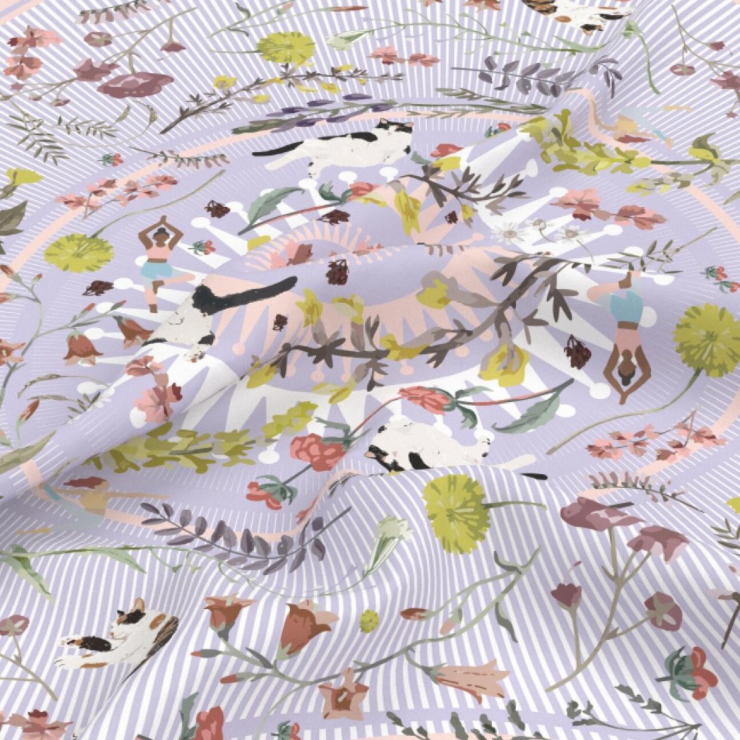 Yogis Cat and Flower Cat Crown Silky Scarf (60cm)