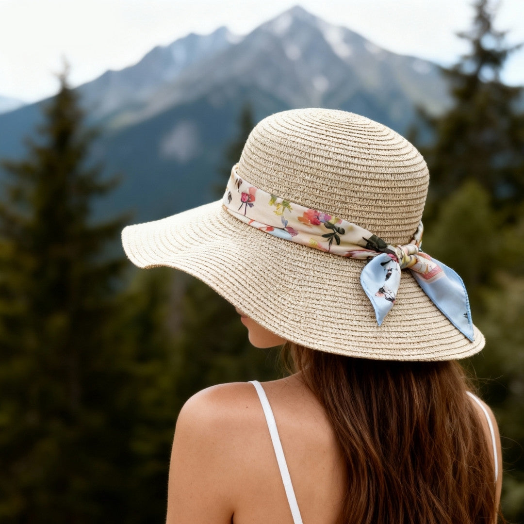 Yogis Cat and Flower Yellow Field Silky Scarf (60cm)