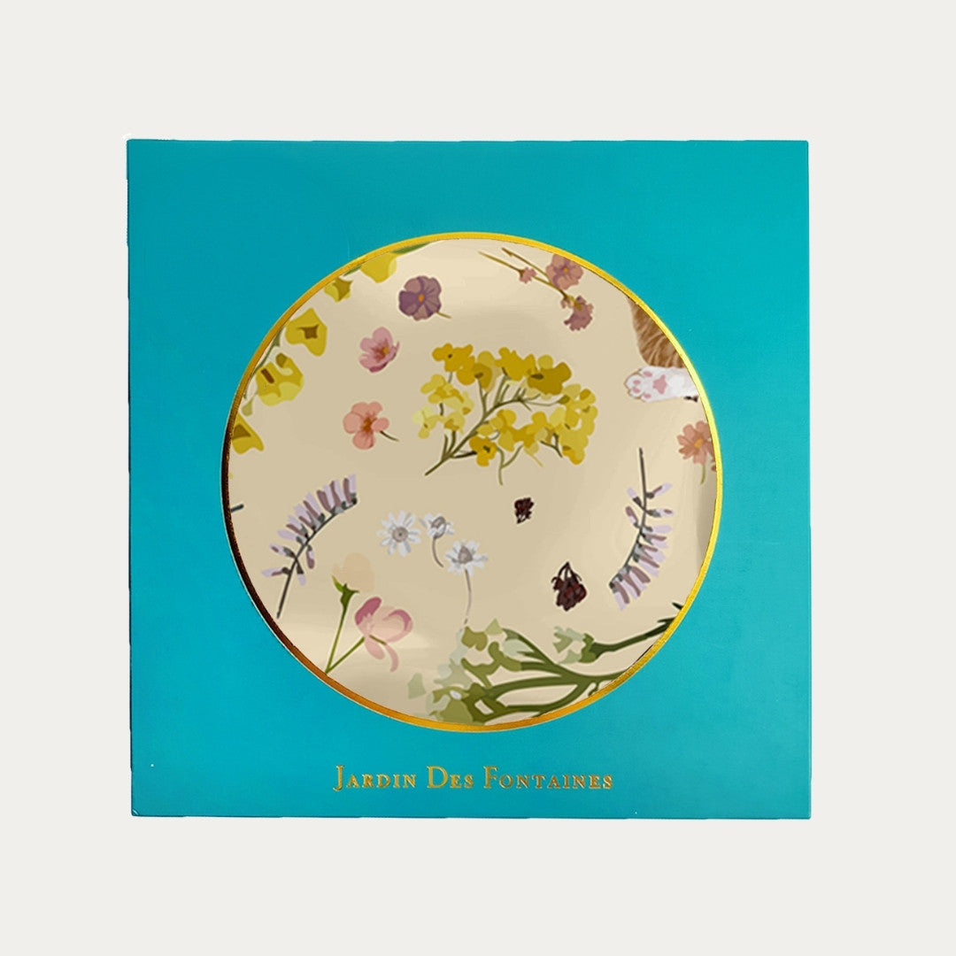 Yogis Cat and Flower Yellow Field Silky Scarf (60cm)