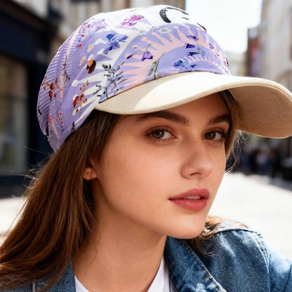 Yogis Cat and Flower Pink and Purple Silky Scarf (60cm)