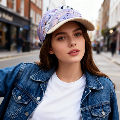 Yogis Cat and Flower Pink and Purple Silky Scarf (60cm)