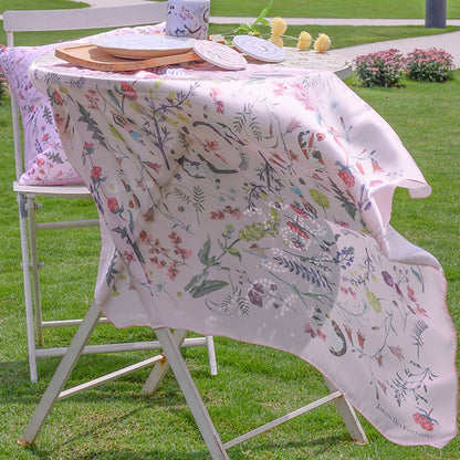 Yogis Cat and Flower Pink Field Silky Scarf (90cm)