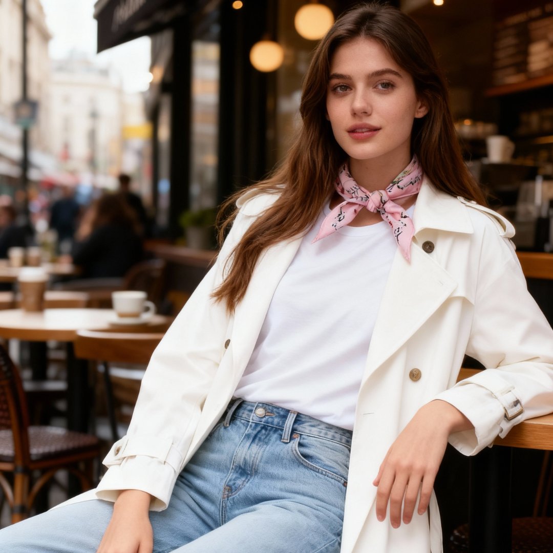 Yogis Cat and Flower Pink Field Silky Scarf (45cm)