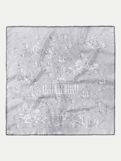 Toile De Jouy Subaqueous Palace Gray Silky Scarf (90cm)