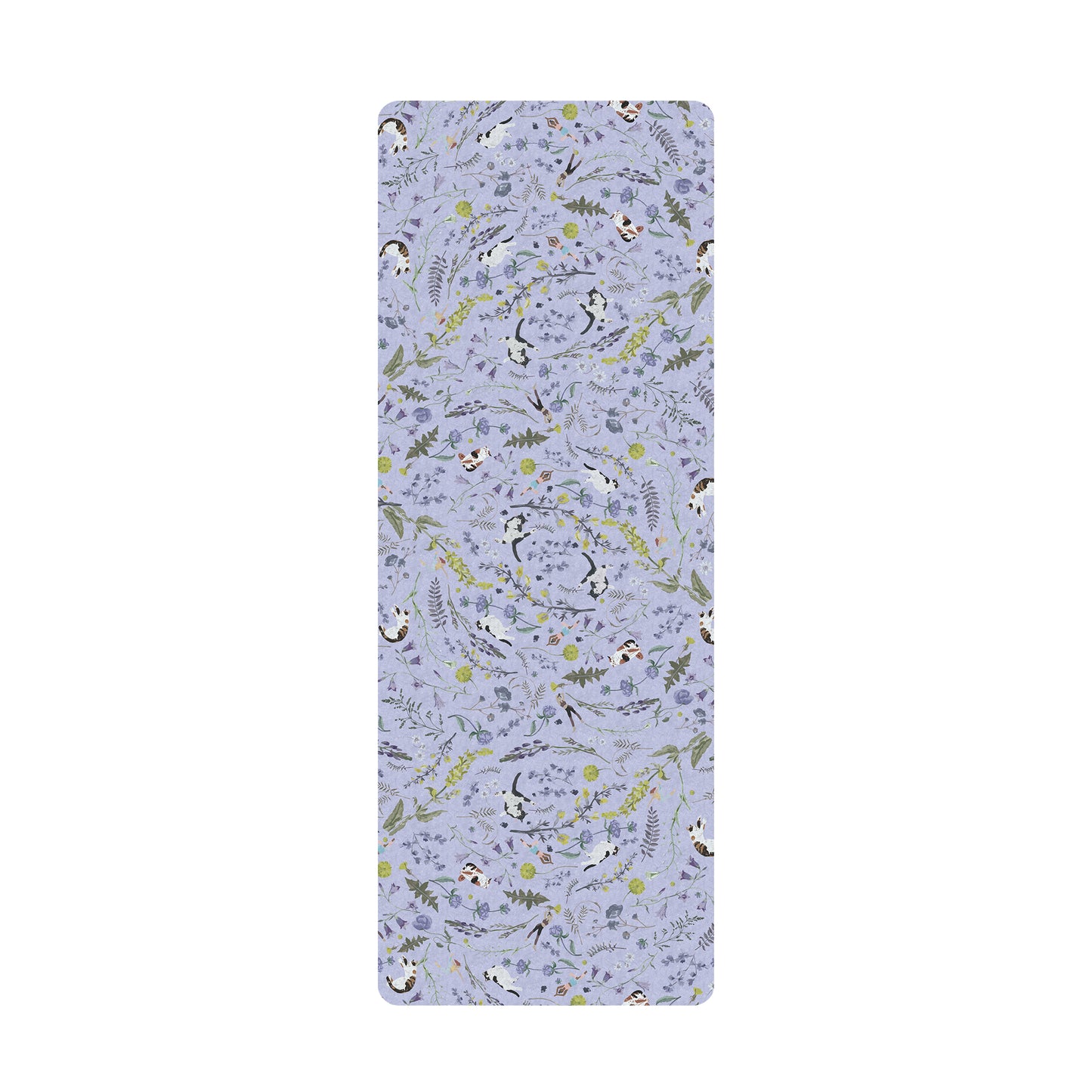 "Yogis Cat and Flower" Purple Wild Flower Field Travel Yoga Mat (1.5mm)